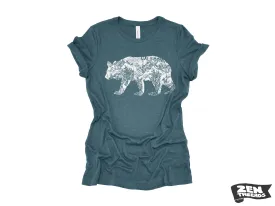 Womens California BEAR T-Shirt eco printed Relaxed fit crew the ladies (  Colors Available) travel west coast Hollywood Yosemite redwoods