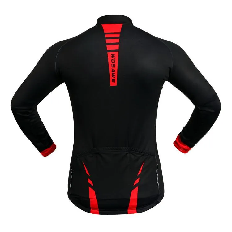 WOSAWE Black Red Long Sleeve Cycling Jersey Top