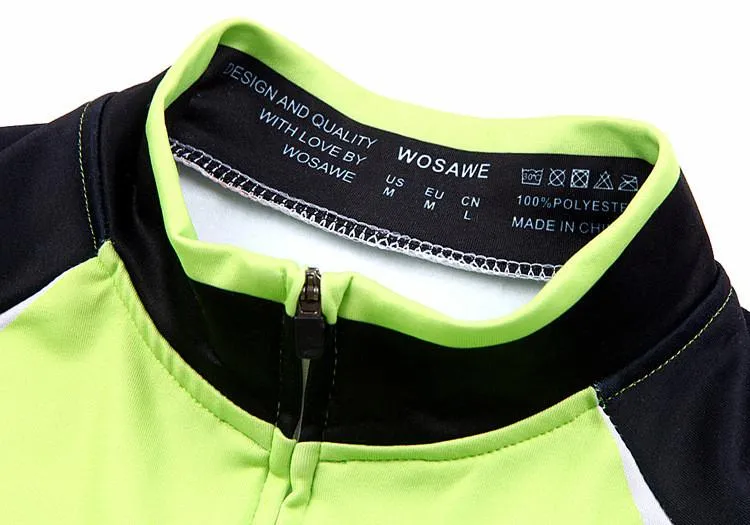 WOSAWE Green Black Long Sleeve Cycling Jersey