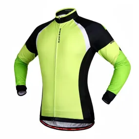 WOSAWE Green Black Long Sleeve Cycling Jersey