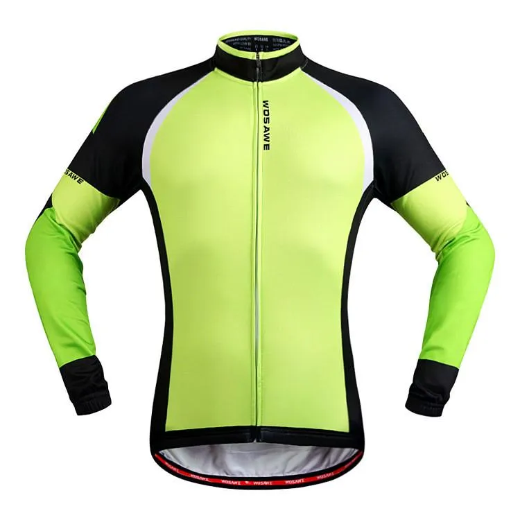 WOSAWE Green Black Long Sleeve Cycling Jersey