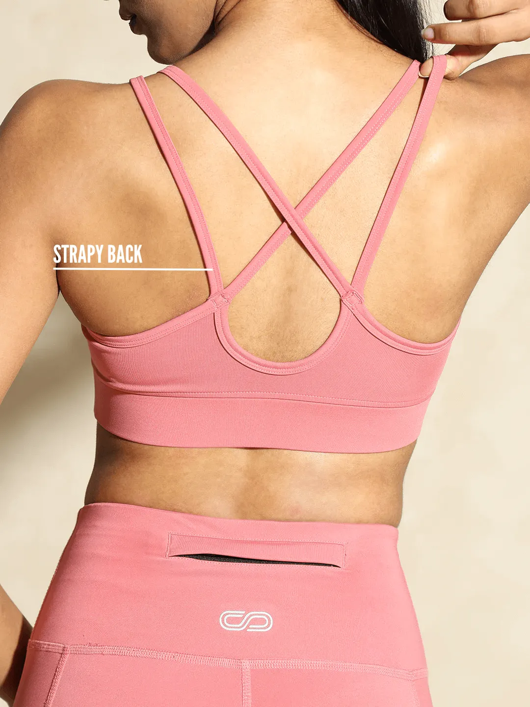 Yoga Strap Back Bra Peony Pink